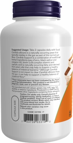 NOW Foods Candida Support Vegetarian Capsules Perspective: left