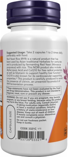 NOW® Red Yeast Rice with CoQ10 Veg Capsules Perspective: left