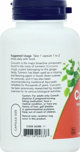 NOW Foods Curcumin Veggie Capsules Perspective: left