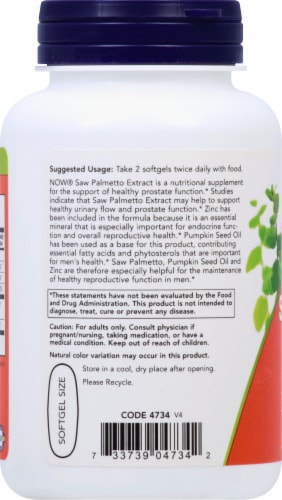 NOW Foods  Saw Palmetto Extract Perspective: left