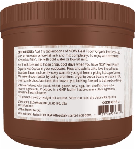 NOW® Foods Cocoa Lovers Organic Hot Cocoa Perspective: left