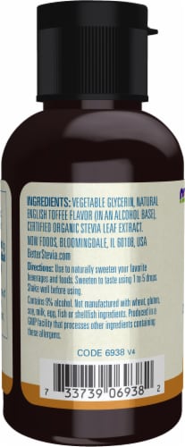 NOW BetterStevia™ Liquid Sweetener English Toffee Perspective: left