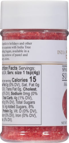 India Tree Holiday Red Sparkling Sugar Perspective: left