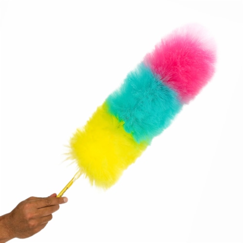 Kitchen + Home Large Static Duster - 27 Inch Electrostatic Feather Duster - Cotton Candy Perspective: left