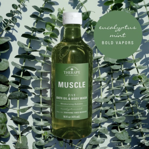 Village Naturals Therapy® Aches + Pains Muscle Relief Foaming Bath Oil & Body Wash Perspective: left