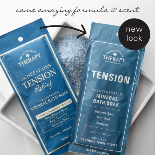 Village Naturals Therapy Tension Relief Concentrated Mineral Bath Soak Perspective: left
