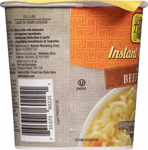 Tradition Beef Style Instant Noodle Soup Perspective: left