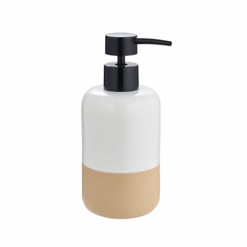 VCNY Home Ceramic Bathroom Accessory Set - White/Tan Perspective: left