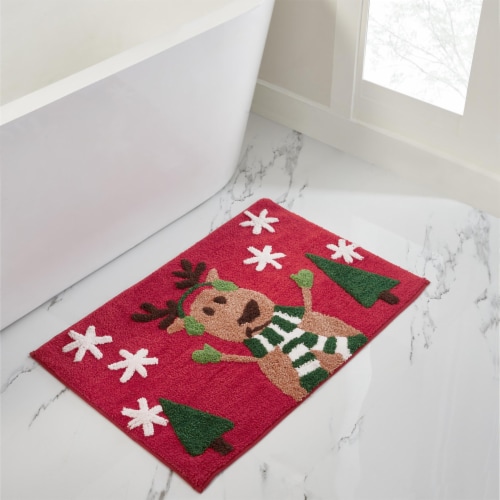 Christmas 20 x 30 Inch Reindeer Tufted Bath Mat Perspective: left