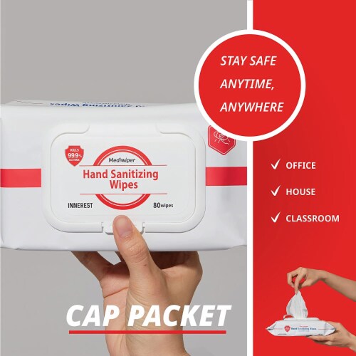 Mediwiper Gentle Hand Sanitizer Wipes (80 Wipes, 80ct x1pks) Perspective: left