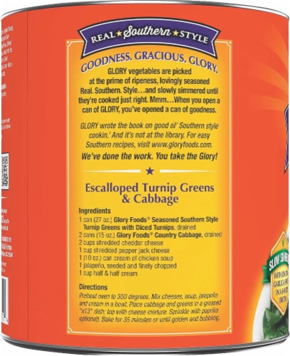 Glory Foods Seasoned Southern Style Turnip Greens With Diced Turnips Perspective: left