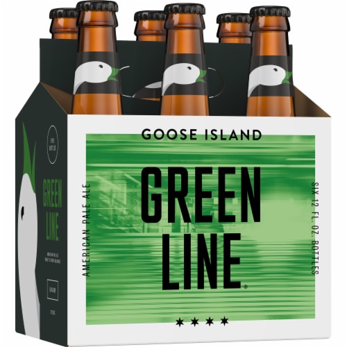 Goose Island Green Line Pale Ale Bottles Perspective: left