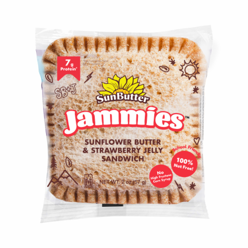 SunButter® Jammies™ Sunflower Butter & Strawberry Jelly Sandwiches Perspective: left