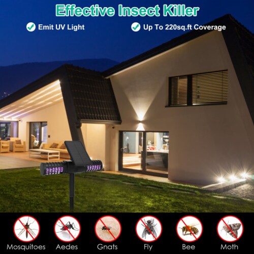 Solar Powered Bug Zapper Mosquito Killer Lamp Ip65 Waterproof Black 2200Mah 1 unit King Soopers
