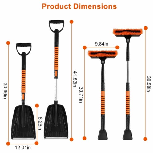 5 In 1 Detachable Snow Remover Kits Extendable Ice Scraper