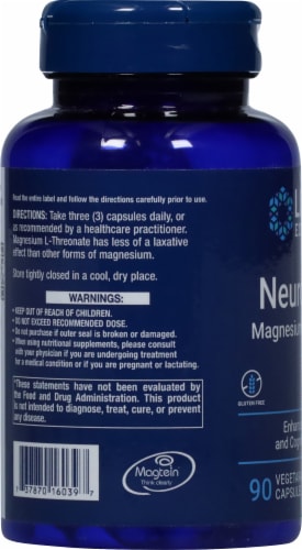 Life Extension® Neuro-Mag® Magnesium L-Threonate Vegetarian Capsules Perspective: left