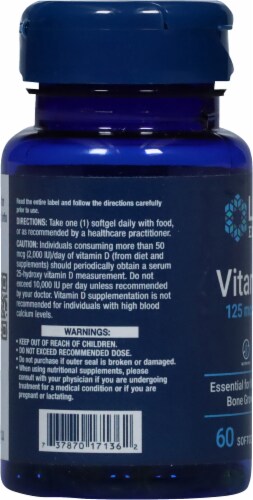 Life Extension Vitamin D3 Softgels 125mcg Perspective: left