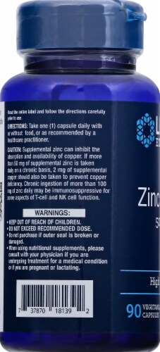 Life Extension Zinc Caps 50mg Perspective: left