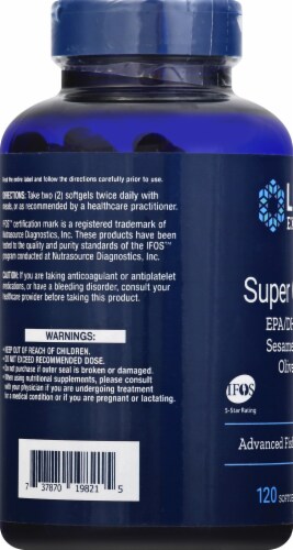 Life Extension Super Omega-3 Advanced Fish Oil Combination Softgels Perspective: left