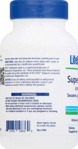 Life Extension Super Omega-3 Advanced Fish Oil Combination Softgels Perspective: left