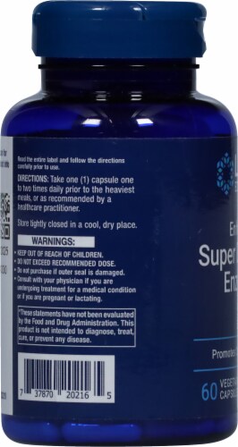 Life Extension Enhanced Super Digestive Enzymes Vegetarian Capsules 140mg 60 Count Perspective: left