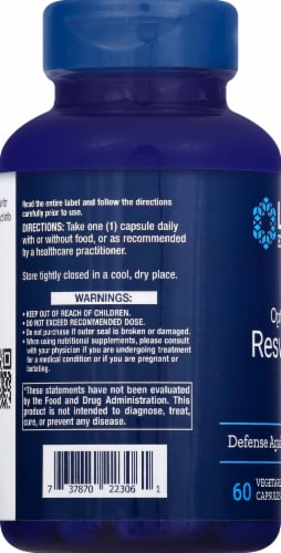 Life Extension Optimized Resveratrol Vegetarian Capsules Perspective: left