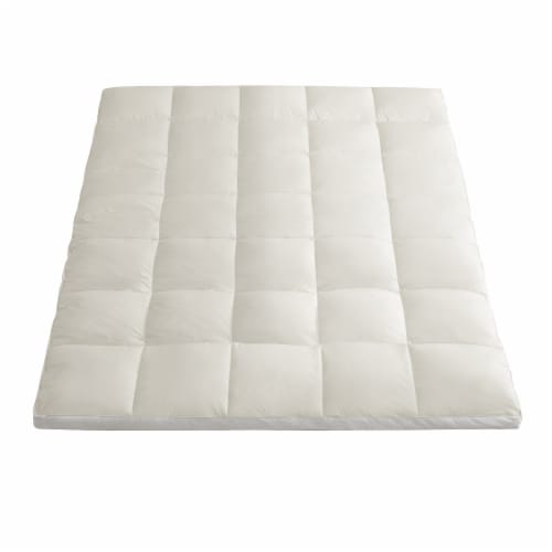 3-Inch Mattress Topper Pillowtop Feather Bed White Goose Feather Cotton Fabric Perspective: left