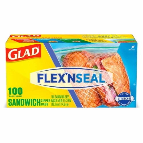 Glad FLEX'NSEAL Zipper Food Storage Sandwich Bags, 100 Count (Pack of 5), 5  pack - Kroger