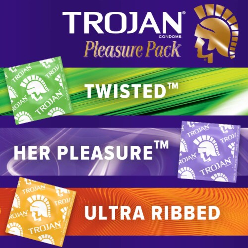 Trojan Pleasure Variety Pack Lubricated Condoms - 12 Count (Pack of 2) Perspective: left