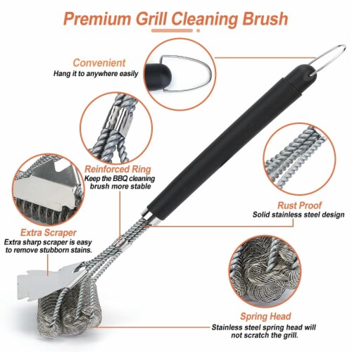 OVERGRILL Stainless Steel Grill Brush: Grill Cleaner for Outdoor BBQs, 8.07  H 6.5 L 5.31 W - Fry's Food Stores