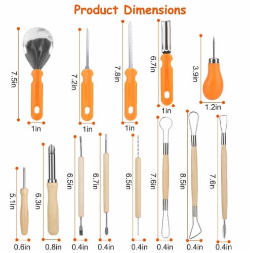 13Pcs Halloween Pumpkin Carving Kit Stainless Steel Carving Kit Pumpkin Sculpting Cutting Kit Perspective: left
