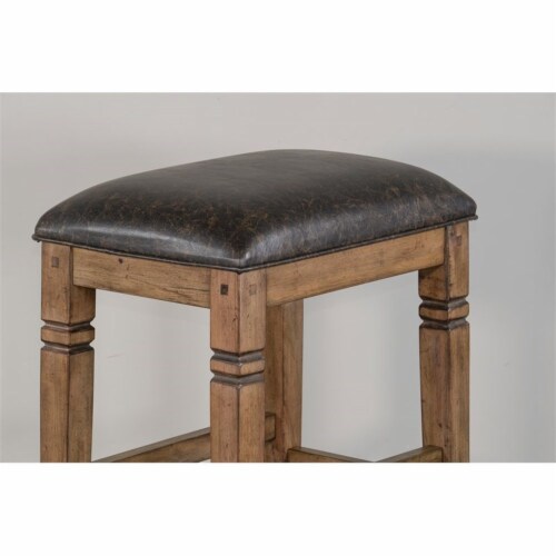 Sunny Designs Doe Valley 30  Wood Backless Stool with Cushion Seat in Brown Perspective: left
