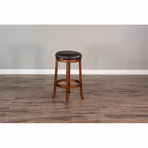 Sunny Designs Tuscany 30  Mahogany Wood Backless Swivel Stool in Medium Brown Perspective: left