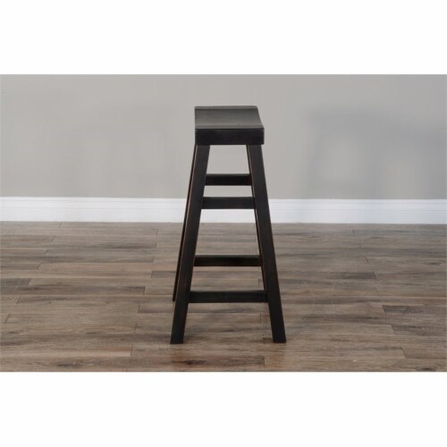 Sunny Designs 30  Saddle Seat Transitional Mahogany Wood Stool in Black Walnut Perspective: left