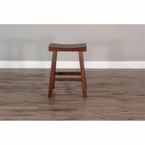 Sunny Designs 24  Saddle Seat Transitional Mahogany Wood Stool in Dark Chocolate Perspective: left