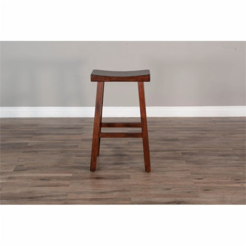 Sunny Designs 30  Saddle Seat Transitional Mahogany Wood Stool in Dark Chocolate Perspective: left