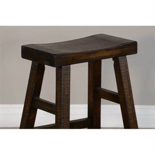 Sunny Designs 24  Saddle Seat Transitional Mahogany Wood Stool in Tobacco Leaf Perspective: left