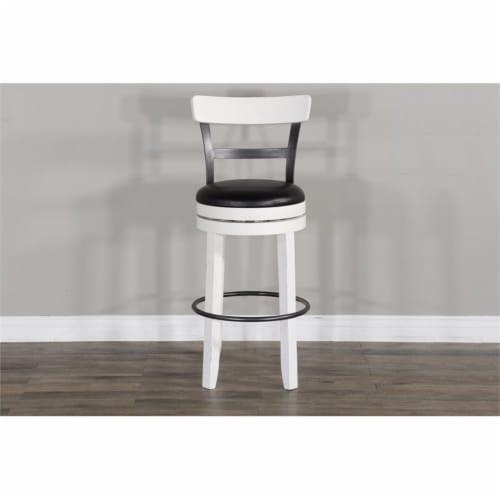 Sunny Designs Carriage House 30  Wood Swivel Barstool with Back in White Perspective: left