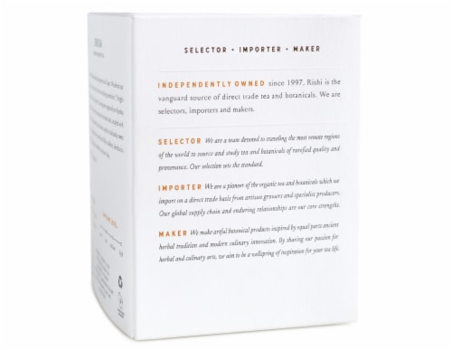 Rishi Tea Turmeric Ginger Organic Botanical Blend Tea Sachets Perspective: left
