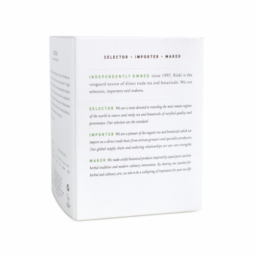 Rishi Tea Organic Matcha Super Green Green Tea Sachets Perspective: left