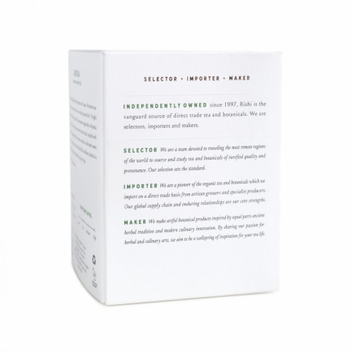 Rishi Tea Organic Sencha Green Tea Sachets Perspective: left