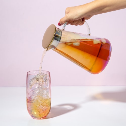 Primula Iridescent Glass Pitcher with Straining Lid Perspective: left