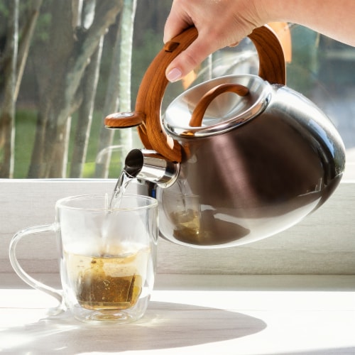 Primula Avalon Whistling Gunmetal Kettle with Wood Handle Perspective: left