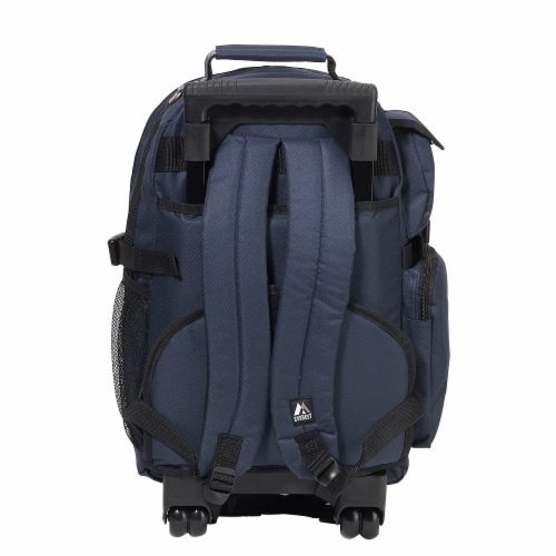 Everest Deluxe Large Wheeled Backpack - Navy Perspective: left