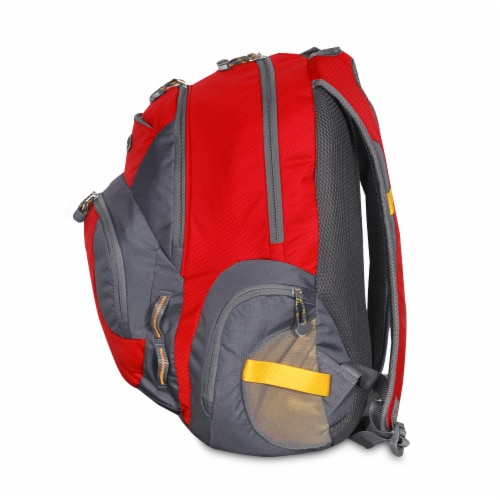 Everest Deluxe Traveler's Laptop Backpack - Red/Gray Perspective: left