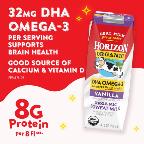 Horizon Organic® DHA Omega-3 Vanilla Lowfat Milk Perspective: left