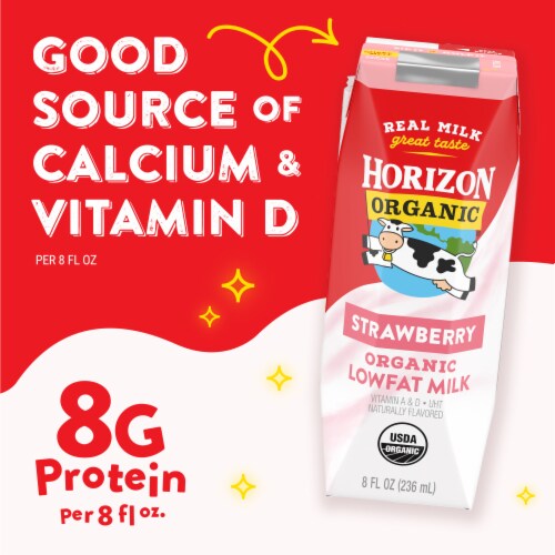 Horizon Organic Low Fat Strawberry Milk Perspective: left
