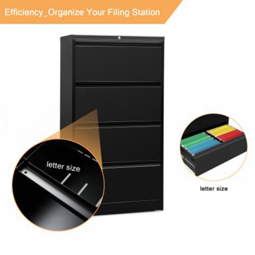 Aobabo 4 Drawer File Cabinet With Lock,Metal Filing Cabinet Office Home For Legal Letter Size Assembly Required White