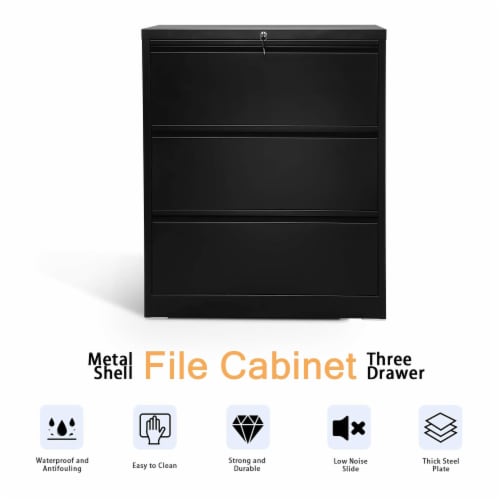 Aobabo 3 Drawer Lateral File Cabinet W Lock For Letter Legal Size Paper Black 1 Piece Kroger