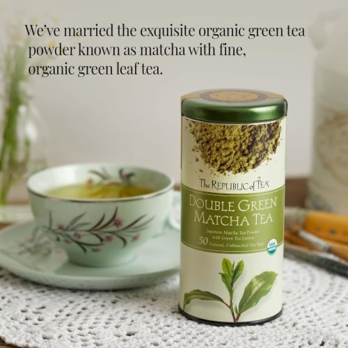 The Republic of Tea Double Green Matcha Tea Bags Perspective: left